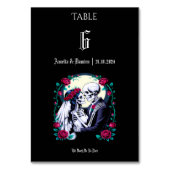 月明かりのゴシック様式の骨格が死のフローラ結婚の テーブルナンバー (正面)