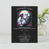 月明かりのゴシック様式ティルデススケルトン結婚バラ 招待状 (スタンド正面)