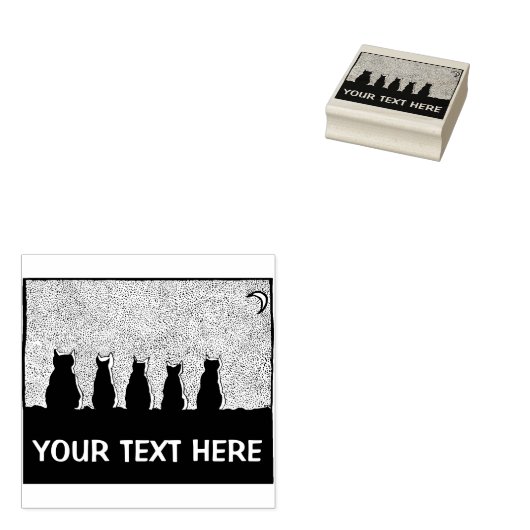 月明かりのゴムの中の猫たち ラバースタンプ (押印)
