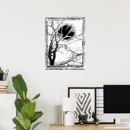 月明かりのシルエット ポスター (ホームオフィス)