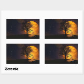 月明かりのステッカーで木の下のユニコーン 長方形シール (シート)