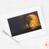 月明かりのステッカーで木の下のユニコーン 長方形シール (封筒)