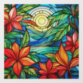 月明かりのステンドグラス芸術の熱帯花 ウィンドウサイン (シート)