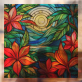 月明かりのステンドグラス芸術の熱帯花 ウィンドウサイン (シート2)