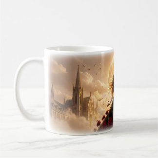 月明かりのチェロの夢と真紅のバラのマグカップ コーヒーマグカップ