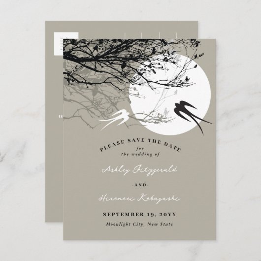 月明かりのツバメAsh日付はがきを保存 案内ポストカード (正面/裏面)