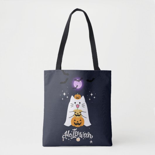 月明かりのハロウィンキャット - スプーキーで甘い夜 トートバッグ (正面)