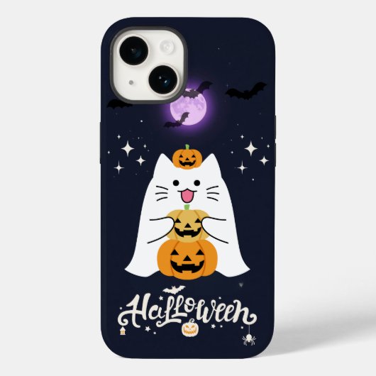月明かりのハロウィンキャット - スプーキーで甘い夜 Case-Mate iPhoneケース (裏面)