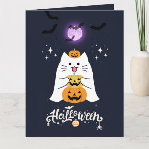 月明かりのハロウィン猫 - スプーキーで甘い夜 カード