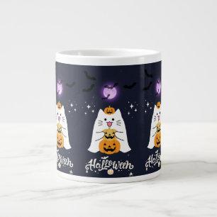 月明かりのハロウィン猫 - スプーキーで甘い夜 ジャンボコーヒーマグカップ