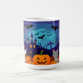 月明かりのハロウィーンシーンとカボチャ 🏚️ コーヒーマグカップ (中央)