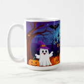 月明かりのハロウィーンシーンとカボチャ 🏚️ コーヒーマグカップ (左)
