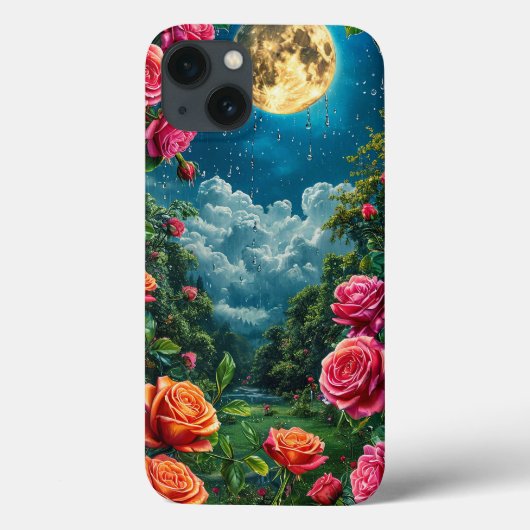 月明かりのバラの花咲く庭園 Case-Mate iPhoneケース (裏面)