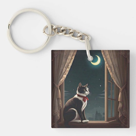 「月明かりのヒゲ」 キーホルダー (正面)
