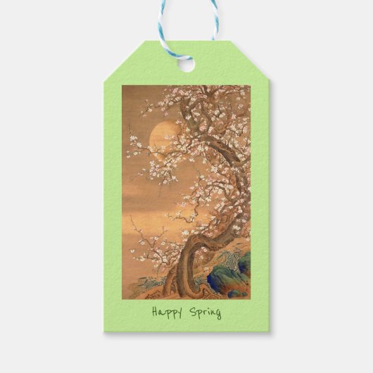 月明かりのピンクと白の梅の花Shizan ギフトタグ (正面)