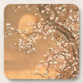 月明かりのピンクと白の梅の花Shizan コースター (正面)