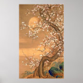 月明かりのピンクと白の梅の花Shizan ポスター (正面)