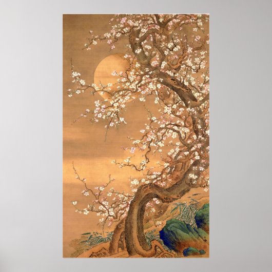 月明かりのピンクと白の梅の花Shizan ポスター (正面)