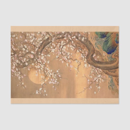 月明かりのピンクと白の梅の花Shizan 薄葉紙 (正面)