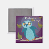 月明かりのマグネットに浮かぶ大きく目のフクロウ マグネット (正面/裏面)