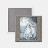 月明かりのマグネットのかわいい猫 マグネット (正面/裏面)