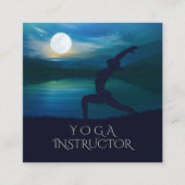 月明かりのヨガ瞑想三日月の敬礼 スクエア名刺 (正面)