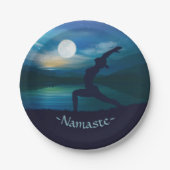 月明かりのヨガ瞑想三日月の敬礼 ペーパープレート (正面)