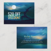 月明かりのヨガ瞑想三日月の敬礼 割引カード (正面/裏面)