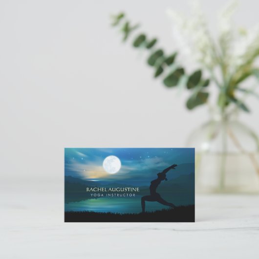月明かりのヨガ瞑想三日月の敬礼 名刺 (スタンド正面)