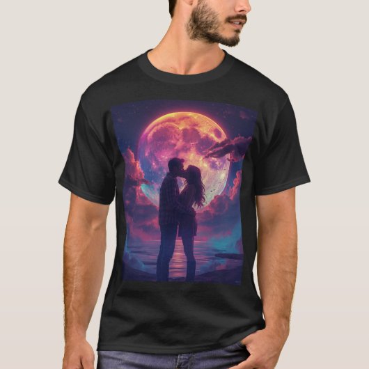 月明かりの下でのレインボーキス Tシャツ (正面)