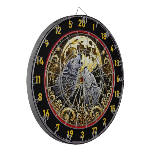 月明かりの下でオオカミは、力と平和をもたらす ダーツボード (正面左)