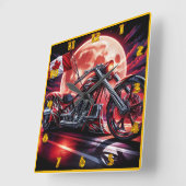 月明かりの下でカナダのオートバイ白熱［赤熱］光を放つス スクエア壁時計 (傾斜)