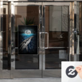 月明かりの下でクジラ ウィンドウサイン (オフィスドア)