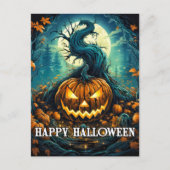 月明かりの下でハロウィーンカボチャ ポストカード (正面)