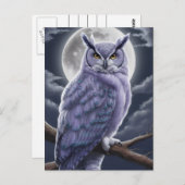 月明かりの下でフクロウ ポストカード (正面/裏面)
