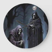 月明かりの下で寒気が淡い色のする ラージ壁時計 (正面)