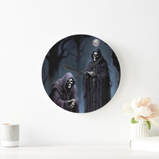 月明かりの下で寒気が淡い色のする ラージ壁時計 (ホーム)