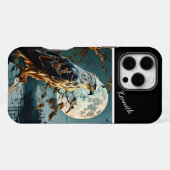 月明かりの下で枝にとまるワシ iPhoneケース (裏面横)
