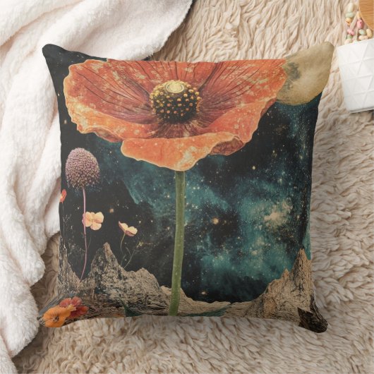 月明かりの下のオレンジポピー クッション (ブランケット)