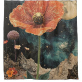 月明かりの下のオレンジポピー シャワーカーテン (正面)