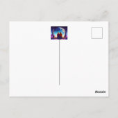 月明かりの下のベンチに座っている友人や恋人 ポストカード (裏面)