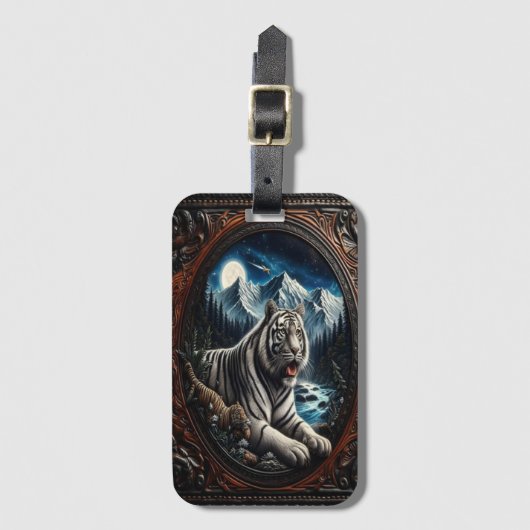 月明かりの下の白い虎 ラゲッジタグ (正面縦)