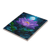 月明かりの下の紫色の蓮の花 タイル (側面)