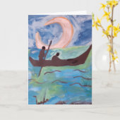 月明かりの下を航行する カード (黄色い花)