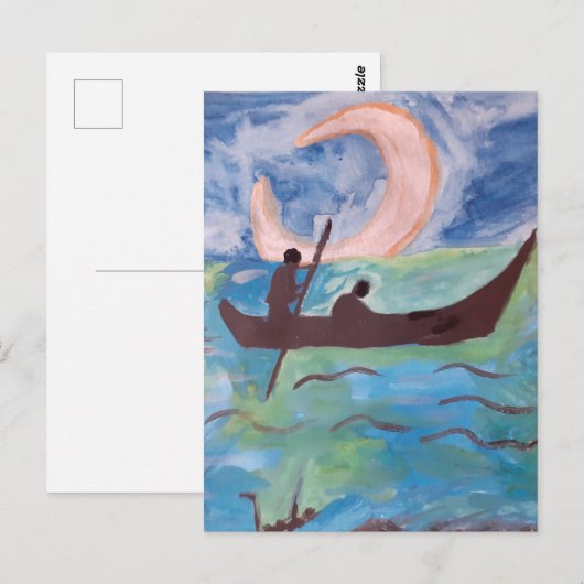 月明かりの下を航行する ポストカード (正面/裏面)