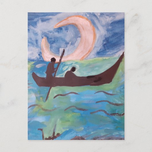 月明かりの下を航行する ポストカード (正面)