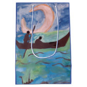 月明かりの下を航行する ミディアムペーパーバッグ (裏面)