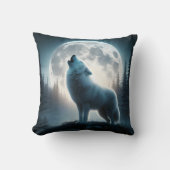 月明かりの下、魔法にかけられたオオカミが吠える。 クッション (正面)