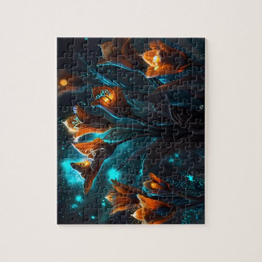 月明かりの中でエキゾチックな鮮やかな野生の自然の花 ジグソーパズル (縦)