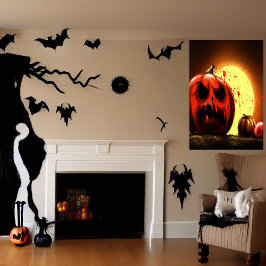 月明かりの中でカボチャ | AIアートポスター ポスター